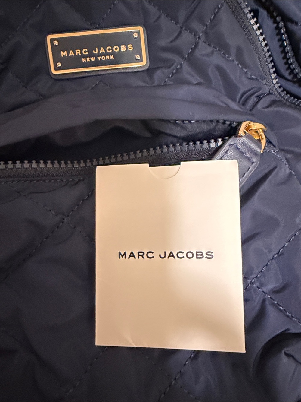 Marc Jacobs Navy Quilted Mini Backpack with Gold Accents - Picture 5 of 5
